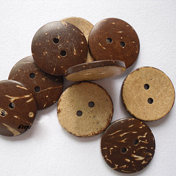 Craft Buttons with 2-Hole in Round Shape, Coconut Button, BurlyWood20mm in diameter hole: 2mm