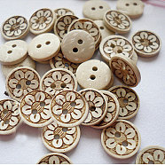Lovely Carved 2-hole Basic Sewing Button, Coconut Button, BurlyWood, about 13mm in diameter(NNA0YX6)