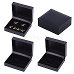 Plastic Cufflink Packing Boxes, Rectangle, Black, 7.8x6.8x3.1cm(CON-WH0086-252)