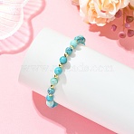 Natural Gemstone Hemimorphite & Non-magnetic Synthetic Hematite Beads Stretch Bracelets for Women Men, Round, Cyan, Beads: 3.5mm and 6.5mm, Inner Diameter: 2.36 inch(6cm)(BJEW-JB13679)