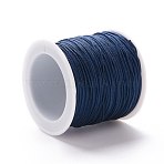 Nylon Braided Cord, Chinese Knotting Cord for Beading Jewelry Making Macrame Craft, Dark Blue, 1mm, 100yards/roll(X-NWIR-K013-B09)