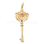Brass Micro Pave Cubic Zirconia Big Pendants, Wand with Constellation Theme Charms, Long-Lasting Plated, Nickel Free, Real 18K Gold Plated, Leo, 47.5x18.5x3.5mm, Hole: 6.5x3mm(X1-KK-B147-04G-08)