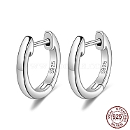 Rhodium Plated 925 Sterling Silver Huggie Hoop Earrings, Ring, Platinum, 12x12.5mm(EJEW-BB50163-P)