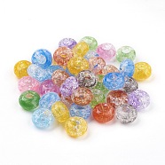 Transparent Crackle Acrylic Beads, Large Hole Beads, Rondelle, Mixed Color, 14x8mm, Hole: 5.5mm, about 510pcs/500g(MACR-E025-30)