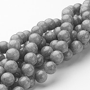 Natural Mashan Jade Round Beads Strands, Dyed, Gray, 8mm, Hole: 1mm, about 51pcs/strand, 15.7 inch(X-G-D263-8mm-XS29)