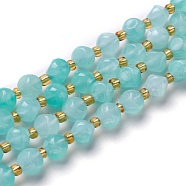 Natural Amazonite Beads Strand, with Seed Beads, Six Sided Celestial Dice, 6~6.5x6~6.5x6~6.5mm, Hole: 0.5mm, about 50pcs/strand, 15.94''(40.5cm)(G-M367-34A)