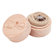 Wooden Ring Boxes, Column with Word Love is Sweet, BurlyWood, 5x4cm(OBOX-GF00001-07A)