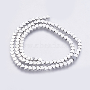 Electroplate Non-magnetic Synthetic Hematite Bead Strands, Heart, Platinum Plated, 4x4x2mm, Hole: 0.5mm, about 116pcs/strand, 15.7 inch(G-K237-07C)