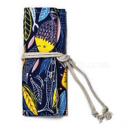 Handmade Canvas Pencil Roll Wrap 12 Holes, Multiuse Roll Up Pencil Case, Pen Curtain, for Coloring Pencil Holder Organizer, Fish Pattern, 20.2x22.2x0.4cm(ABAG-B002-01)