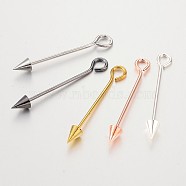 Brass Split Eye Pin, Arrow, Mixed Color, 52~59x6mm, Hole: 4mm, Pin: 1.5mm(X-KK-O089-08)