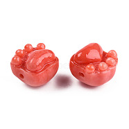 Opaque Resin Beads, Imitation Jade, Cat Claw, Orange Red, 14x15x13mm, Hole: 1.8mm(RESI-N038-02E)