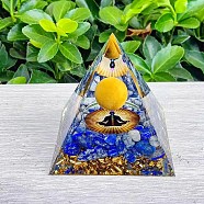 Orgonite Pyramid Resin Energy Generators, Natural Lapis Lazuli Chips Inside for Home Office Desk Decoration, 60mm(PW-WG82812-01)
