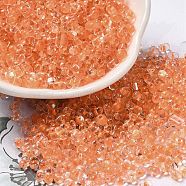 Glass Seed Beads, Peanut, Light Salmon, 3.5~4x2~2.5x2~2.3mm, Hole: 0.8mm(SEED-K009-08B-02)