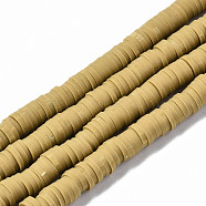 Handmade Polymer Clay Beads Strands, for DIY Jewelry Crafts Supplies, Heishi Beads, Disc/Flat Round, Light Khaki, 6x0.5~1mm, Hole: 1.8mm, about 290~320pcs/strand, 15.75 inch~16.14 inch(40~41cm)(CLAY-R089-6mm-127)