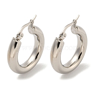202 Stainless Steel Hoop Earring, with 304 Stainless Steel Pins for Women, Stainless Steel Color, 27x5mm(EJEW-H003-18P)
