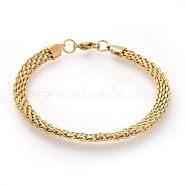 304 Stainless Steel Mesh Chain Bracelets, with Lobster Claw Clasps, Golden, 8-1/4 inch(21cm)(BJEW-G618-06G)