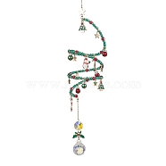 Christmas Theme Glass Beaded Hanging Ornaments, Alloy Enamel Charm for Home Garden Decorations, Golden, 350mm(HJEW-TA00183)