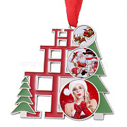 Christmas Themed Sublimation Blank Alloy Pendant Decorations, Alloy Blank Photo Picture Pendant, with Polyester Ribbon, Tree, 71x72.5x2.2mm, Hole: 3.3mm, Tray: 15~27mm(DIY-L070-01B)