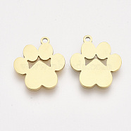 201 Stainless Steel Pendants, Laser Cut Pendants, Dog Paw Prints, Golden, 16.5x15x1mm, Hole: 1.4mm(X-STAS-T044-122G)