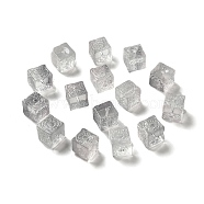 Transparent Glass Beads, Gradient Color, Square, Light Grey, 10x11x11mm, Hole: 1.5mm(GLAA-D025-02G)