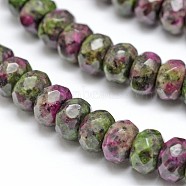 Faceted Natural Ruby in Zoisite Rondelle Beads Strands, Dyed, 8x5mm, Hole: 1mm, about 76pcs/strand, 15.2 inch(X-G-K090-04)