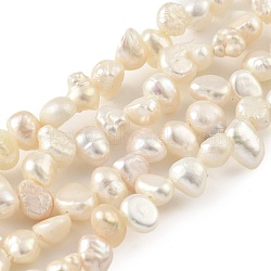 Natural Cultured Freshwater Pearl Beads Strands, Top Drilled, Two Sides Polished, Old Lace, 5~6mm, Hole: 0.5mm, about 35pcs/strand, 6.69 inch(17cm)(PEAR-A006-18B)