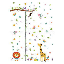 PVC Height Growth Chart Wall Sticker, for Kids Measuring Ruler Height, Giraffe, Colorful, 90x29cm, 2 sheets/set(DIY-WH0232-002)