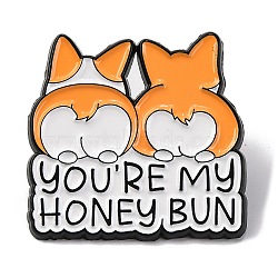 Creative Cartoon Cute Corgi Dog You're My Honey Bun Zinc Alloy Brooches,Enamel Pins for Clothes Backpack, Dog, 30x31mm(JEWB-U001-01K)