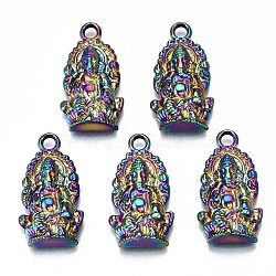 Alloy Pendants, Cadmium Free & Lead Free, for Religion, Ganesha, Rainbow Color, 26x14x5mm, Hole: 2.5mm(PALLOY-N156-053-RS)