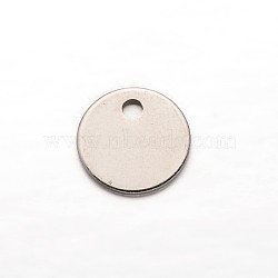 Tarnish Resistant 304 Stainless Steel Charms, Blank Stamping Tag, Flat Round, Stainless Steel Color, 8x1mm, Hole: 1mm(STAS-M211-01)