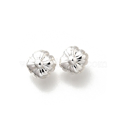 Brass Beads, Flower, Silver, 6.5x6.5x4.5mm, Hole: 0.8mm(KK-K378-73S)