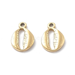 304 Stainless Steel Charms, Shell Charm, Ion Plating(IP), Real 18K Gold Plated, 9.5x7.5x1.5mm, Hole: 1.2mm(STAS-Z121-16G)