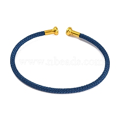 Braided Carbon Steel Wire Bracelet Making, with Golden Plated Brass End Caps, Prussian Blue, 0.25cm, Inner Diameter: 2-3/8 inch(6.1cm)(MAK-A017-B48)