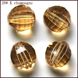 K9 Glass, Imitation Austrian Crystal Beads, Grade AAA, Faceted, Round, Gold, 10mm, Hole: 0.9~1mm(SWAR-F079-10mm-28)