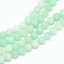 Natural White Jade Bead Strands, Dyed, Frosted, Round, Aquamarine, 8~9mm, Hole: 1mm, about 46~48pcs/strand, 14.9 inch(G-R297-8mm-36)