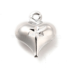 Rack Plating Brass Pendants, Long-Lasting Plated, Heart Charm, Platinum, 11.5x9x4mm, Hole: 1mm(KK-E067-26P)