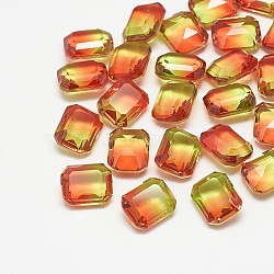 Pointed Back Glass Rhinestone Cabochons, Imitation Tourmaline, Faceted, Rectangle Octagon, Light Siam, 8x6x3mm(RGLA-T079-6x8-006TO)