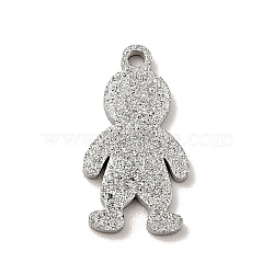 304 Stainless Steel Textured Pendants, Boy, Stainless Steel Color, 13.5x7x1mm, Hole: 1mm(STAS-J040-09B-P)