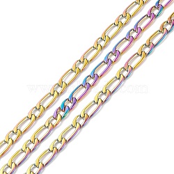 Ion Plating(IP) Rainbow Color 304 Stainless Steel Mother-Son Chains, Unwelded, Decorative Chain, Rainbow Color,  4.5x11x1.2mm, 4.9x6x1.2mm(CHS-K001-84M)