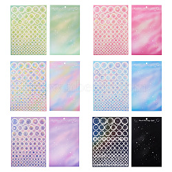 6 Sheets 6 Colors Waterproof PVC Self Adhesive Stickers, Bubble, Mixed Color, 267x170x0.6mm, stickers: 10~28mm, 1 sheet/color(DIY-TA0013-95)