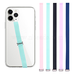 5Pcs 5 Colors Wristlet Strap Hand Lanyard, Silicone Elastic Moblie Straps, with 304 Stainless Steel Buckle, Mixed Color, 233x12x0.9mm, 1pc/color(AJEW-OC0003-12)