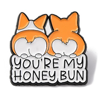 Creative Cartoon Cute Corgi Dog You're My Honey Bun Zinc Alloy Brooches,Enamel Pins for Clothes Backpack, Dog, 30x31mm