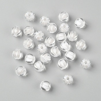 Transparent Acrylic Beads, Bead in Bead, Round, Pumpkin, Clear, 10mm, Hole: 2mm
