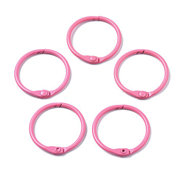 Spray Painted Iron Split Key Rings, Ring, Hot Pink, 30x4mm