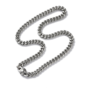 304 Stainless Steel Cuban Link Chain Necklaces, Stainless Steel Color, 24.33 inch(61.8cm)
