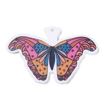 Opaque Resin Pendants, Animals Butterfly Charms, Colorful, 31x49x2mm, Hole: 1.5mm