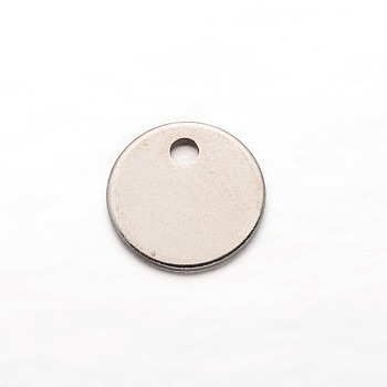 304 Stainless Steel Charms, Blank Stamping Tag, Flat Round, Stainless Steel Color, 8x1mm, Hole: 1mm