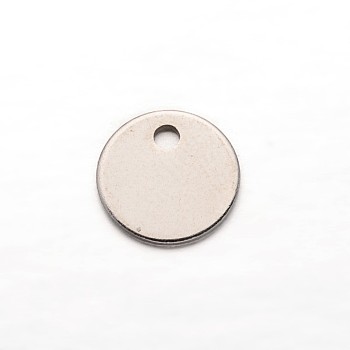 Tarnish Resistant 304 Stainless Steel Charms, Blank Stamping Tag, Flat Round, Stainless Steel Color, 8x1mm, Hole: 1mm