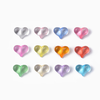 Transparent Acrylic Beads, Heart, Mixed Color, 17.5x22x10mm, Hole: 1.4mm