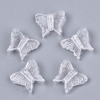 Transparent Acrylic Beads, Butterfly, Clear, 13.5x15x5mm, Hole: 1.6mm